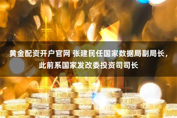 黄金配资开户官网 张建民任国家数据局副局长，此前系国家发改委投资司司长